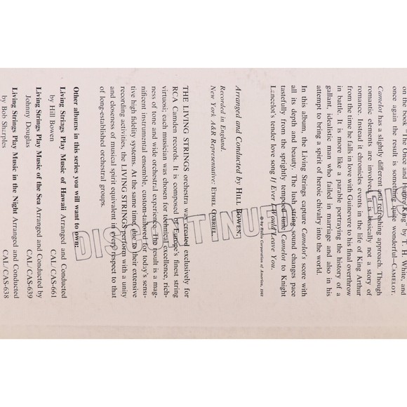 Living Strings Play All The Music From Camelot 1961 LP Record CAS 657 Rockaway - Picture 3 of 16